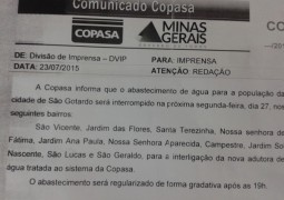 Após COPASA avisar interrupção de água em vários bairros de São Gotardo nesta segunda-feira(27), muitas casas ainda estão sem água desde o desligamento