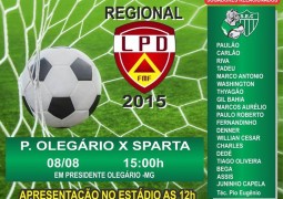 Sparta enfrenta time de Presidente Olegário fora de casa em busca da liderança do Campeonato Regional