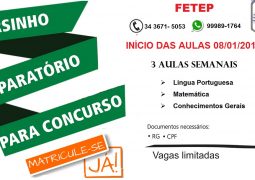 FETEP abre vagas para cursinho preparatório para concursos em São Gotardo