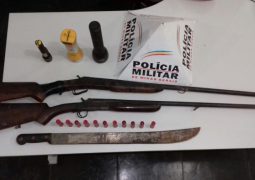 Após serem flagrados com armas, três pessoas são presas na zona rural de Rio Paranaíba