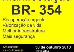 Populares que transitam diariamente na BR-354 marcam ato pacífico para cobrarem melhorias na rodovia