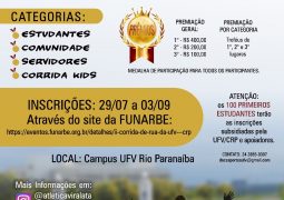 Com categorias para todas as idades, vem aí a 2ª Corrida UFV-Campus Rio Paranaíba