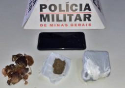 PM flagra homem em atitude suspeita em pasto em São Gotardo e localiza drogas e cogumelos em sua posse