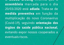 Pela saúde de seus Cooperados, Sicoob Credisg adia Assembleia Geral em São Gotardo