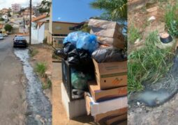 Moradores enviam denúncias de esgoto a céu aberto e falta de coleta de lixo em São Gotardo