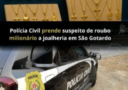 Polícia Civil prende suspeito de roubo milionário a joalheria em São Gotardo-MG, ocorrido em Outubro de 2024